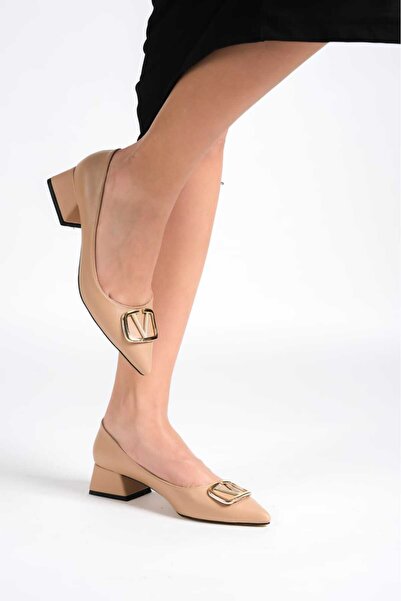 Ayakkabı Podyumum "SIMGE" مكشوف ومقدمة مدببة وإبزيم وكعب منخفض بسمك 3 سم