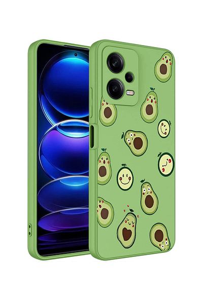 Merwish غطاء حماية من السيليكون لهاتف Xiaomi Redmi Note 12 Pro 5G متوافق مع نمط الأفوكادو من الداخل باللون الأخضر