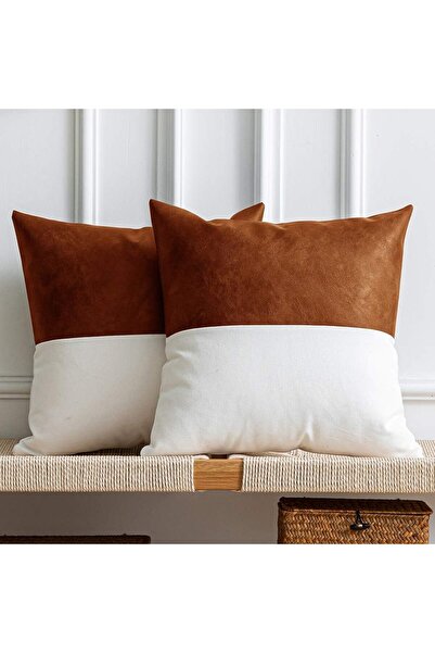 DeccoStil Suni Deri/Keten Kırlent Kılıfı