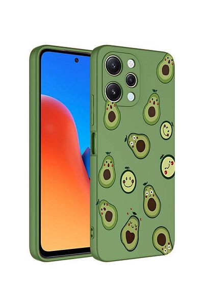 Merwish غطاء حماية من السيليكون لهاتف Xiaomi Redmi Note 12 4G متوافق مع نمط الأفوكادو من الداخل مخملي باللون الأخضر