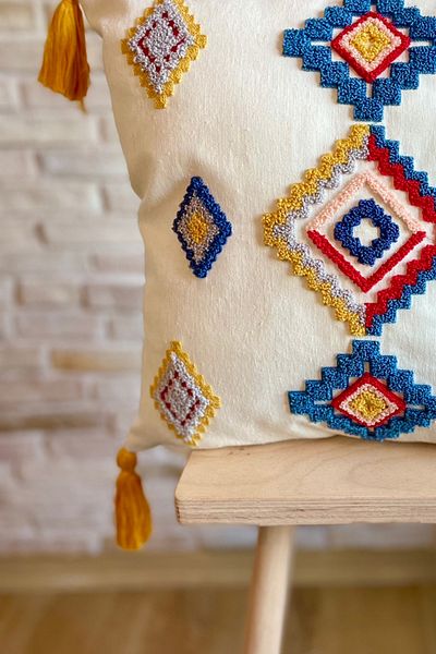 SWITA Husă de pernă cu design special decorativ brodat cu pumn (pantaloni)