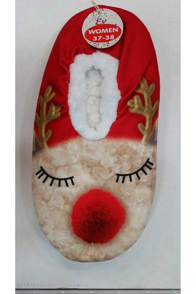 HİKMET House Pandouch with Inside Plush Socks with Christmas Concept