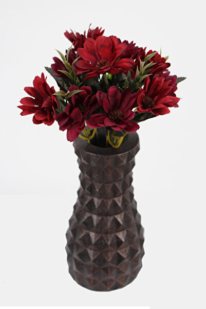 Yapay Çiçek Deposu Decor de margarete artificiale în vas de beton vintage de lux 30 cm Burgundy
