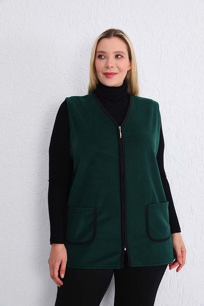 Kardelen Butik Ümraniye Winter Fleece Vest Emerald Green