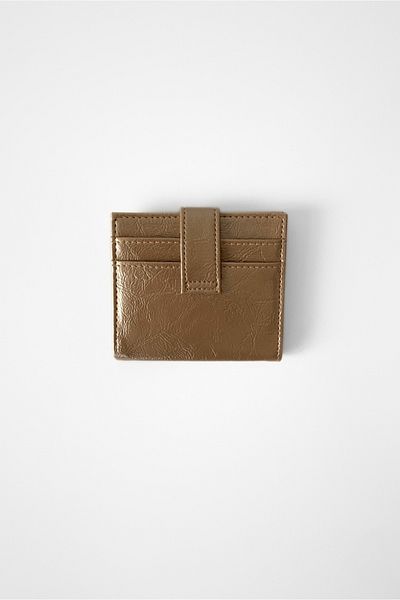 Yuka Atelier Shiny Faux Leather Wallet with Card Holder Detail
