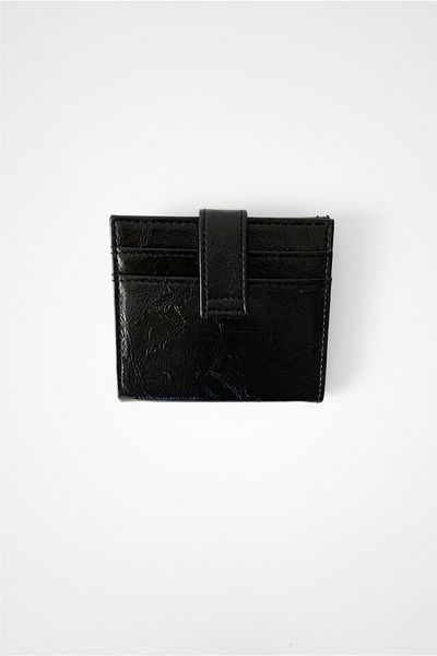 Yuka Atelier Shiny Faux Leather Wallet with Card Holder Detail