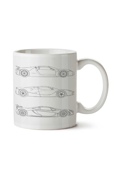 ART HEDİYE Car Drawing Two Side Printed Mug Cup