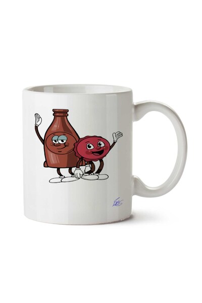 ART HEDİYE Bottle and Cappy.png Two Sided Printed Mug