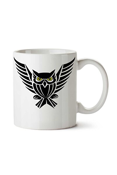 ART HEDİYE كوب A 1 Tribal Owl من Black Owl مطبوع على الجانبين