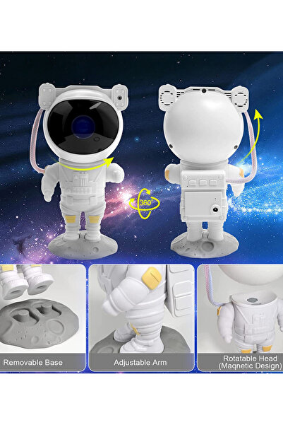 Genel Markalar Astronot Projektör Gece Masa Lambası Galaxy Gökyüzü Star Projeksiyon Kumandalı Samanyolu Aydınlatma