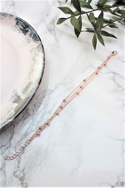 Neva ROSE PLATED BALL CHAIN THREE ROW BIGUTER BRACELET