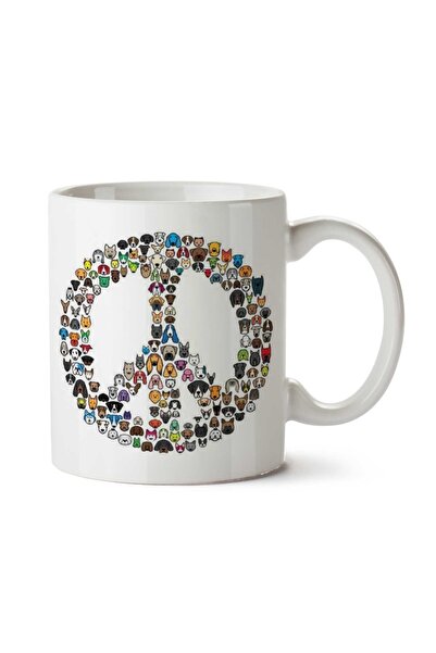 ART HEDİYE كوب مطبوع عليه وجهين من Peace Ring Peace