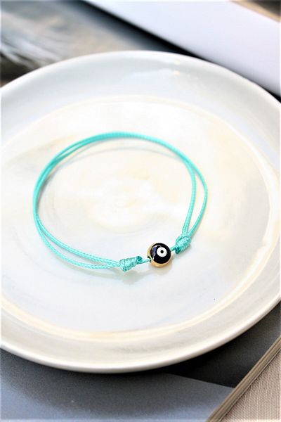 Neva TURQUOISE STRING NAVY BLUE MINI EVIL EYE BRACELET
