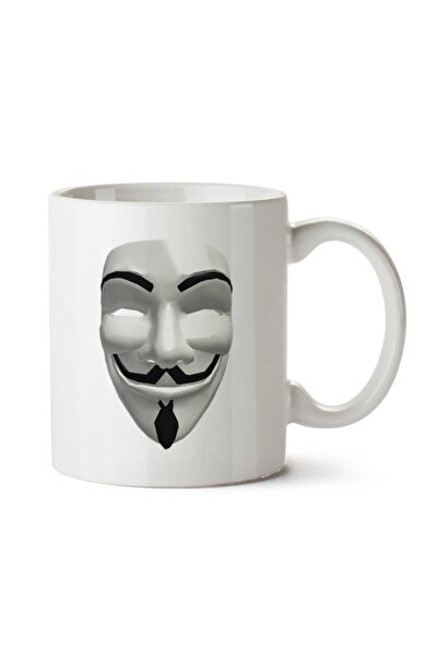 ART HEDİYE كوب مطبوع عليه قناع مبتسم من Anonymous على الجانبين