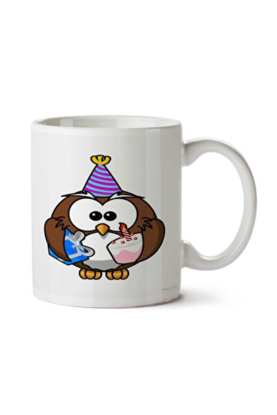 ART HEDİYE كوب عيد ميلاد على شكل بومة عيد ميلاد مطبوع على الجانبين