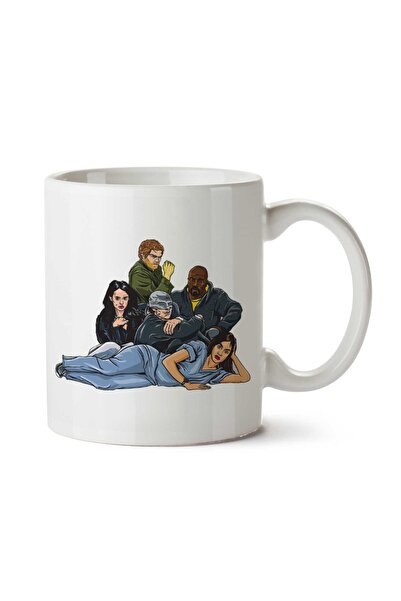 ART HEDİYE كوب مطبوع عليه وجهين من Breakstuff Club Defenders Mashup Marvel