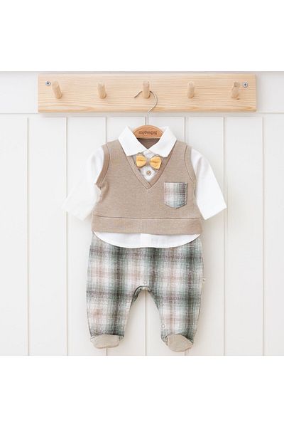 DIDuStore Stylish Baby Boy Romper with Papillon and Vest Detail