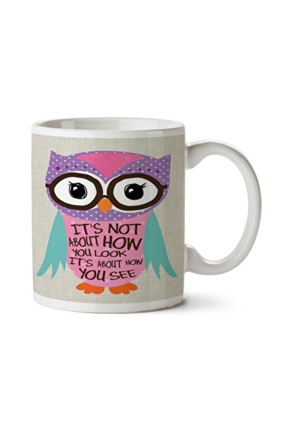 ART HEDİYE إنها ليست عن كيف تبدو ترى كوبًا مطبوعًا على شكل بومة على الوجهين