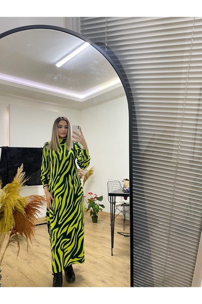 esrastyle ZEBRA DESEN YÜN TRİKO ELBİSE