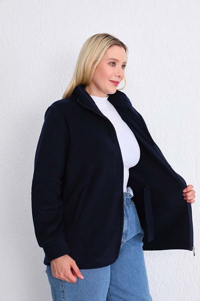 Kardelen Butik Ümraniye Navy Blue Fleece Cardigan