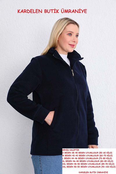 Kardelen Butik Ümraniye Navy Blue Fleece Cardigan