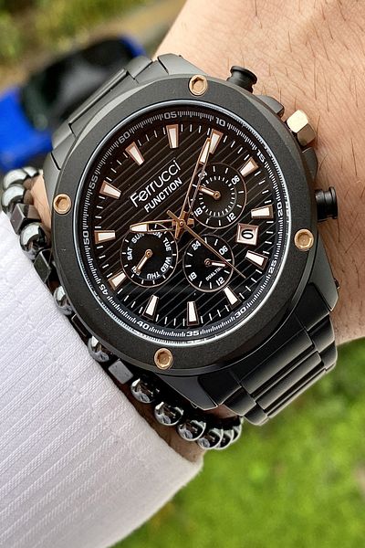 Ferrucci Steel Cord Men's Wristwatch, Active All Functions, 3 ATM Waterproof + Bracelet Gift
