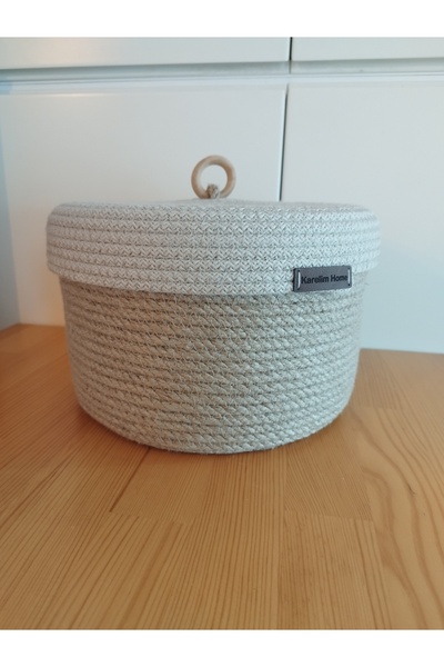 karelim home منظم ديكور متعدد الأغراض مع غطاء من الخوص - سلة 25x15