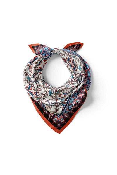 Bursa İpek Tulip Patterned Red Silky Handkerchief