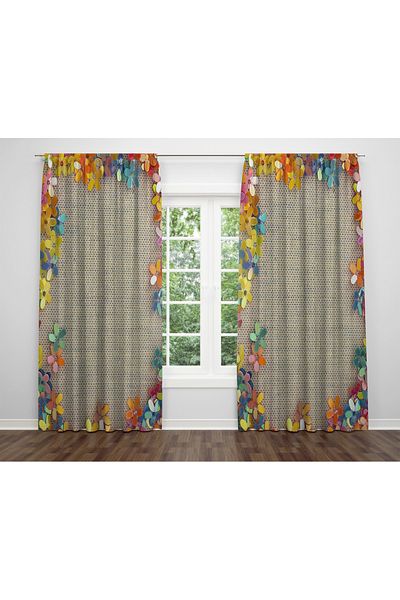ALBANHOME Alban Home Digital Print Flower Themed Double Wing Background Curtain CSBRF-01