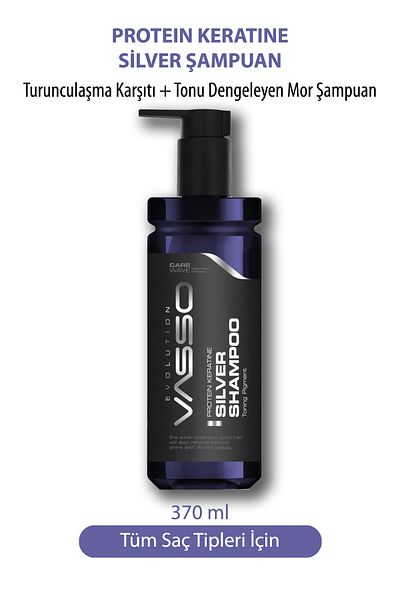 Vasso Men Anti-Orange Color Balancing Purple Shampoo with Keratin - Keratin Silver Shampoo 370 ml