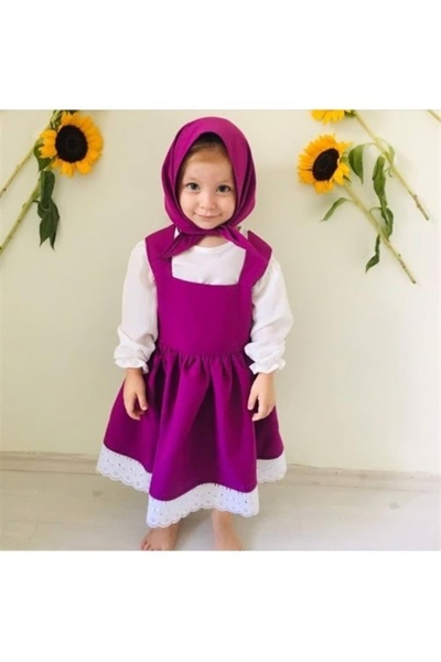 MY Kostüm Maşa ile Koca Ayı Kız Çocuk/Bebek Kostümü - Masha and the bear - Maşa Kostümü