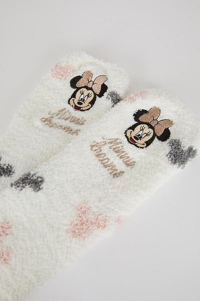 DeFacto Памучни хавлиени чорапи Disney Mickey & Minnie с коледна тематика за момичета A2331A8Ns