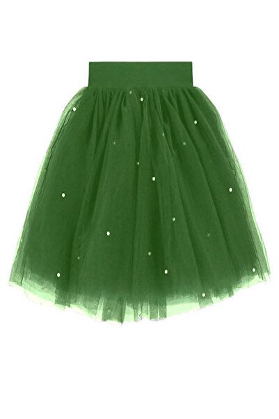 NSM Fusta tutu scurtă verde smarald cu detalii perle, fustă tutu mini pentru ...