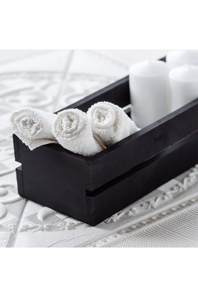 temamall Black wooden box, Organizer, Storage box, Bread box, Bathroom organizer