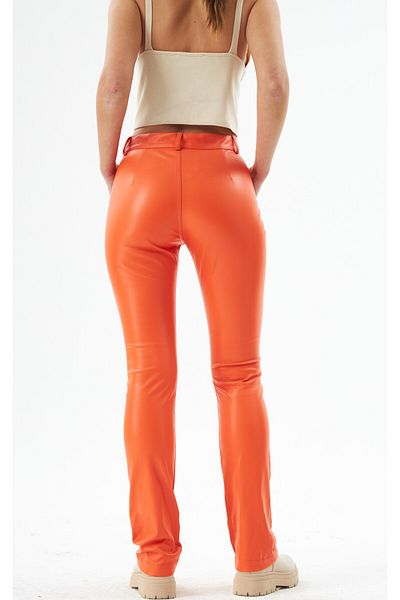 Bubble Orange Leather Pants