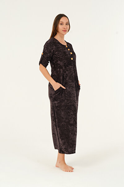 İntensive γυναικείο κοντομάνικο βελούδινο φόρεμα με κουμπιά