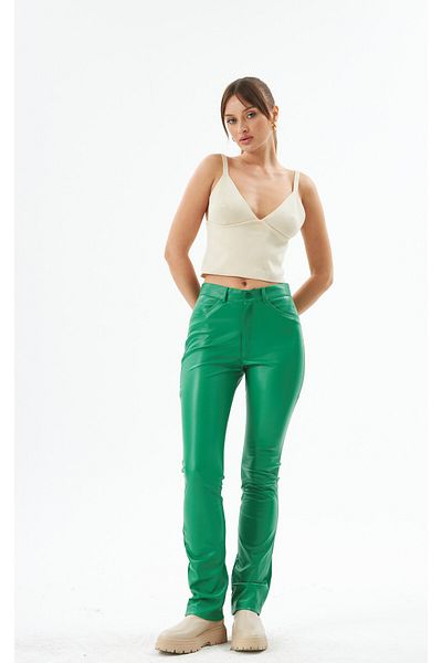 Bubble Green Leather Pants