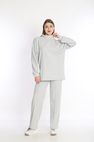 NEED LİFE Women's Double Cotton Fabric Hooded Comfortable Fit Stand Collar Tunic Tracksuit Set - ND 2356