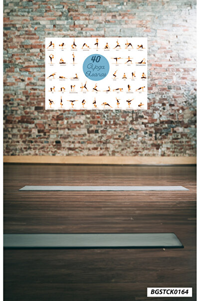 bizerk görsel Yoga Duruşları Yoga Asa Spor Pilates Fitness Salonu GYM Duvar C...