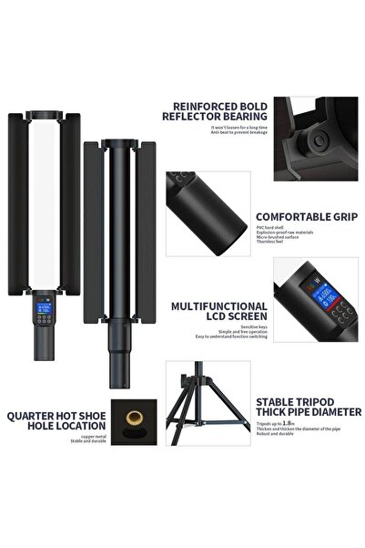 fortrek Rgb Renkli Stick Light 19.68 Inç El Led Işık Değnek 95 2500k-9000k Fotoğraf Stüdyosu Lambası ZN38