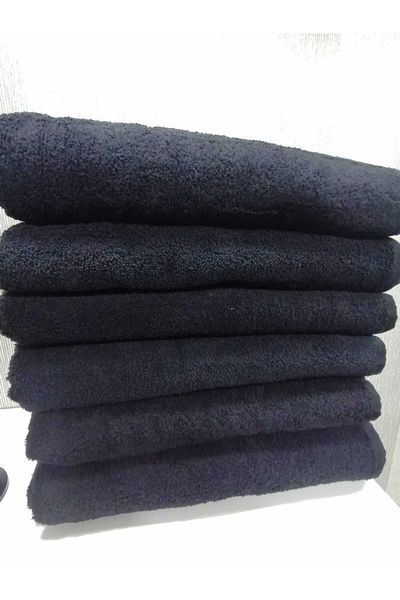 MEŞELİ TEKSTİL 6 Pieces Black 70x140 cm Spa Bath Beach Sauna Yogo Fitness Sports Towels