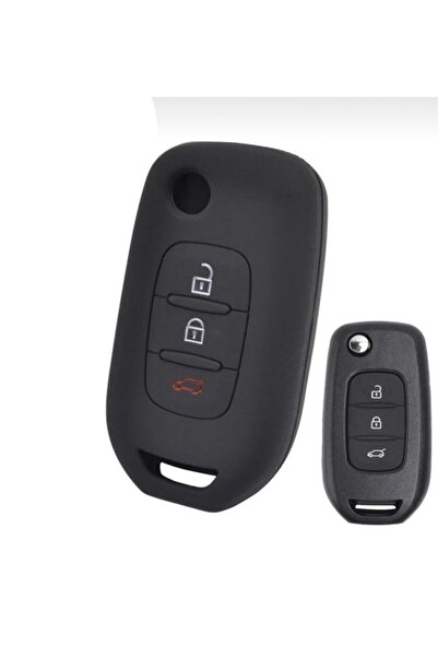 GMA KEYS Husă de protecție pentru chei din silicon compatibilă cu butoane Renault Express 3 de lux Culoare neagră