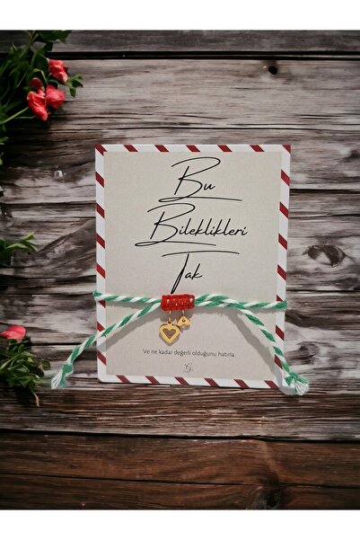 Goldesing Şans Bilekliği, Hediye, Yeşil Kalpli ip, Kalpli Şans Bilekliği Mart...