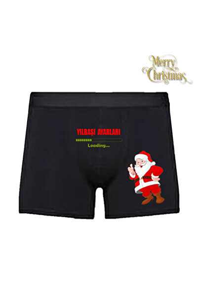 HediyeMania Yılbaşına Özel Noel Baba Baskılı Pamuklu Esprili Erkek Boxer