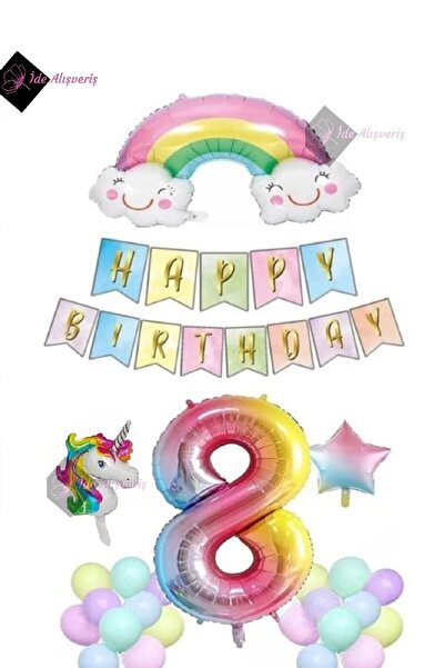 Bkmc Rainbow Concept Age Birthday Party Celebration Set; Number and Star Foil...