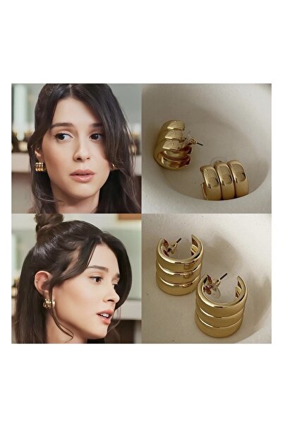 SU PERİSİ TAKI BİJUTERİ أقراط ذهبية متعددة المظهر منحنية