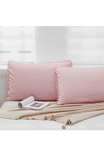 eyma home Față de pernă cu pompon 100% bumbac (50×70cm)