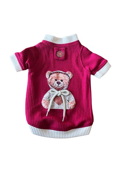 Bi Dolap Ponçik Teddy Bear Teddy Bear Fuchsia Knitwear Cat Dog Clothes & Sweater