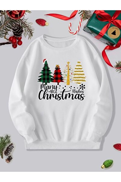 Vordevia Hanorac alb cu tematică brad de Crăciun