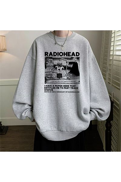 Touz Φούτερ με στάμπα Radio Heat σε γκρι Unisex Oversize Crew Neck
